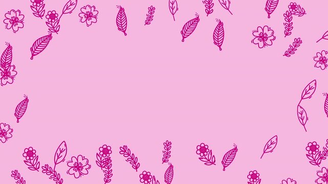 Animated Botanical Floral Border with Copy Space on Turquoise Background
