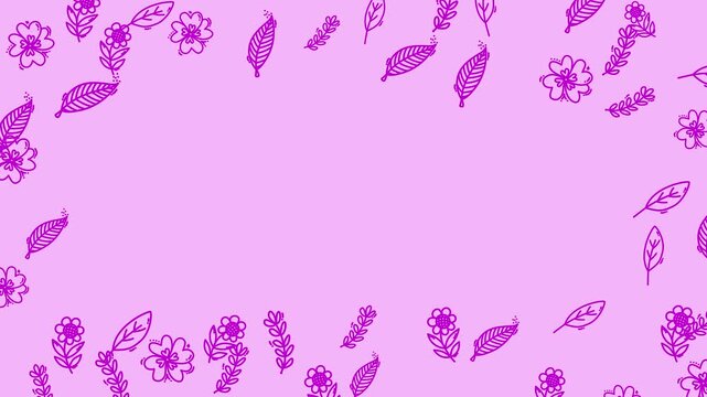 Hand Drawn Floral Frame Animation with Empty Center Space for Text and Branding