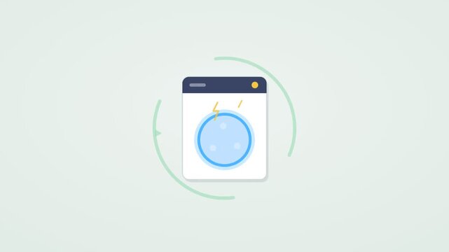 A video showcasing a washing machine cycle animation on a modern interface
