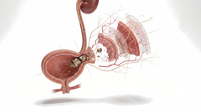 Kidney Stones And Lithotripsy Procedure Showing Shockwaves