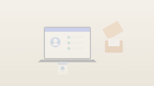A video showcasing a laptop with a delivery package beside it