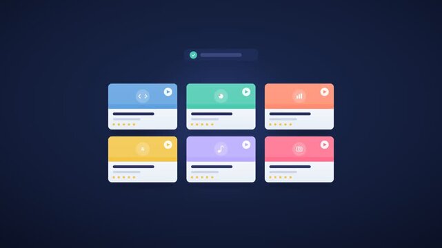 A video showcasing various colorful credit card options on a dark background