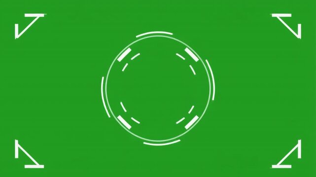 Futuristic green screen animation with a circular target and corner elements for compositing
