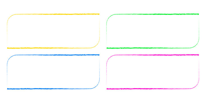 Four colorful rectangular frames in a grid on a white background isolated on a transparent background