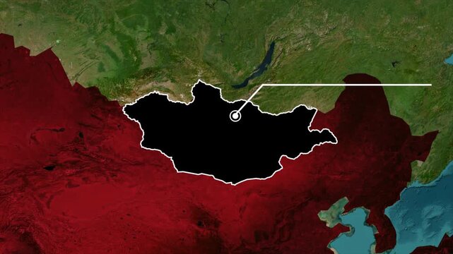 Mongolia Geographic Border Animation Featuring Vast Asian Territory Visualization.