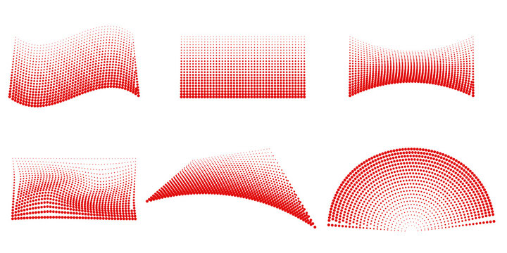Red pixelated horizontal bars and blocks arranged in two rows on a white background isolated on a transparent background
