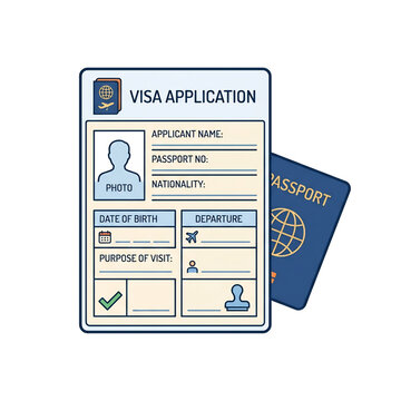 Visa application form with passport for travel authorization processing.