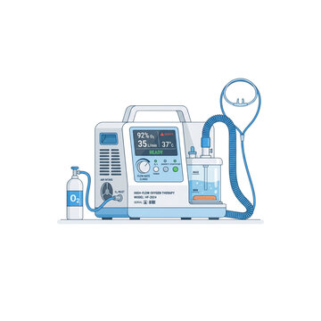 High-Flow Oxygen Therapy Machine Transparent PNG, Respiratory Support Device for Oxygen Delivery, Clinical Equipment