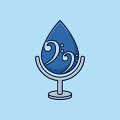 Fototapeta premium A blue water drop icon with musical symbols on a stand