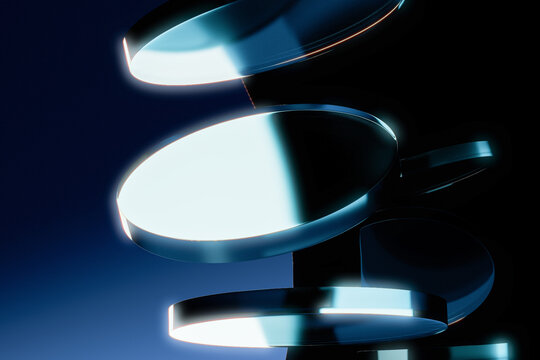 Glass shapes design with gradient shades. Abstract background.