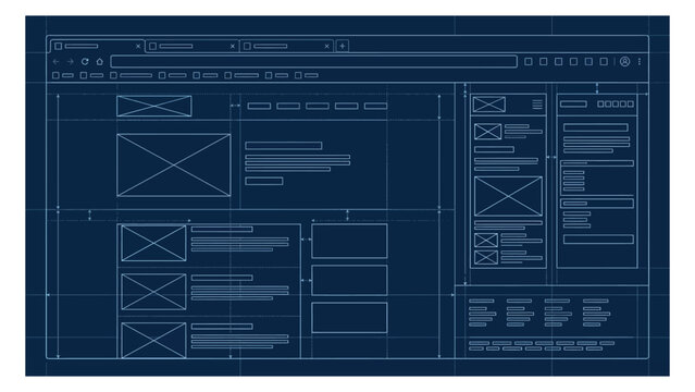 Blueprint design template for web page layout.