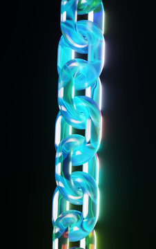 Glowing Glass Blockchain Link 3D Abstract