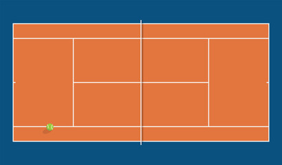 Naklejka premium Tennis court background featuring a tennis ball on a colorful court surface with net and court markings
