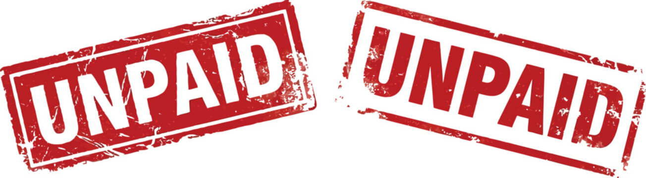 Unpaid stamp marks for invoices and documents with red seal