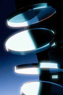 Glass shapes design with gradient shades. Abstract background.