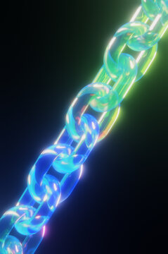 Glowing Glass Blockchain Link 3D Abstract