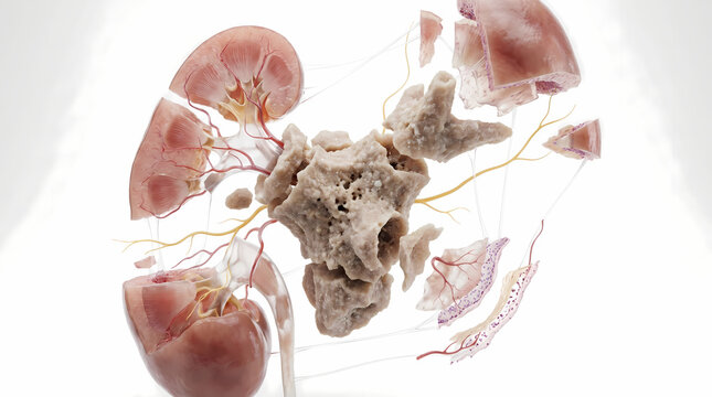 Abstract Medical Rendering of Kidney Anatomy