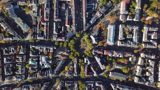 city ​​from above - traffic roundabout in the city. 4K Video.