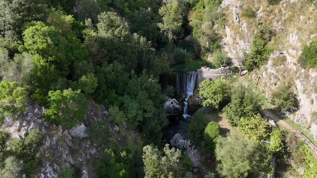 Waterfall on the Auso river, Cilento, Campania, Italy.