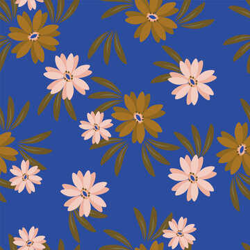 abstract a solid multicolor small and big flower mixed vector pattern arrangement with medium color, all over vector design with white background illustration digital
