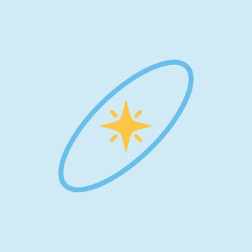 A simple yellow star icon inside a blue oval shape design