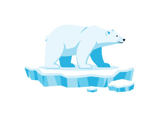 Fototapeta premium Stylized polar bear standing on a floating ice floe in a minimalist arctic scene