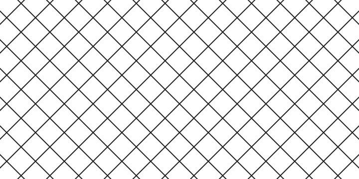 Minimalist geometric diagonal grid pattern background. Black and white seamless diamond square lines vector illustration template texture.