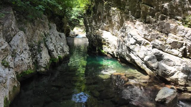 The marvelous hike "Gole del Calore" in the Cilento region of Campania, Italy.