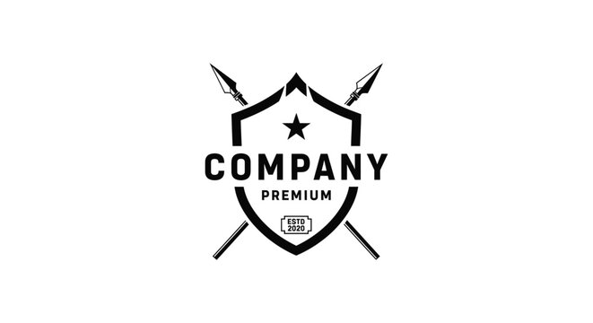 Company premium shield logo with swords