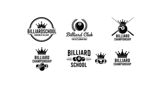 Vintage billiards pool logo designs collection