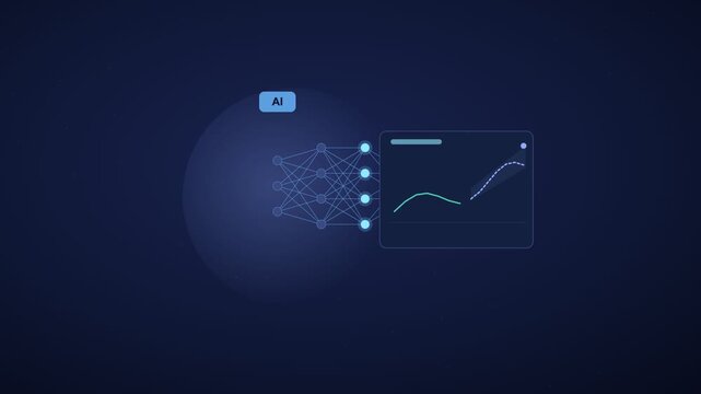 A video showcasing a futuristic digital interface on a dark blue background