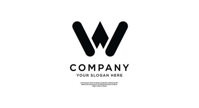 Modern black company logo with abstract w design