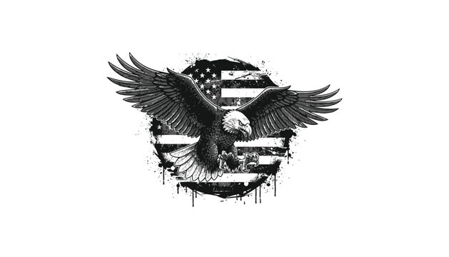 Bold eagle clutching shield with usa flag