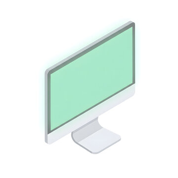 Isometric desktop computer monitor screen isolated on a clean white background file.