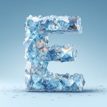 Uppercase E formed from ice crystals: a frost-inspired crystal font design
