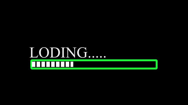 Loading Progress Bar. 4K Video. Pixel Pre loader.  Animation on Black Background