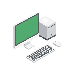 Fototapeta premium Computer setup with monitor keyboard and mouse for office work or home use.