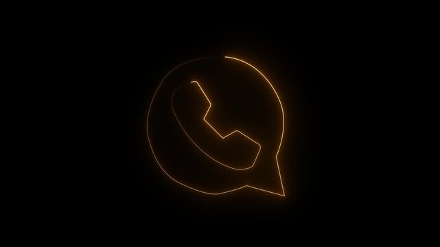 abstract glowing neon line cyan color call icon and message icon 3d animation video .