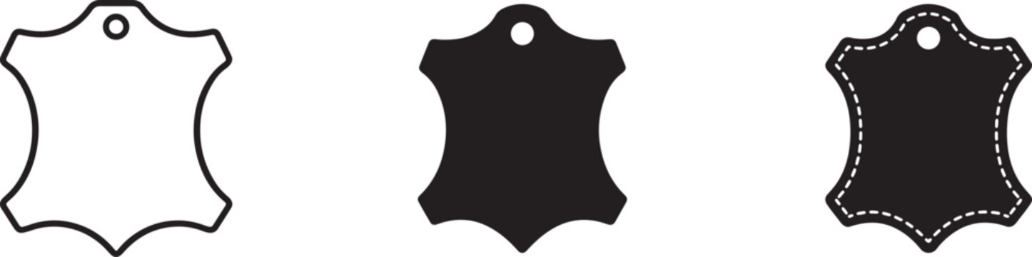 Genuine leather label vector icon set with premium tags, badges and certification symbols.