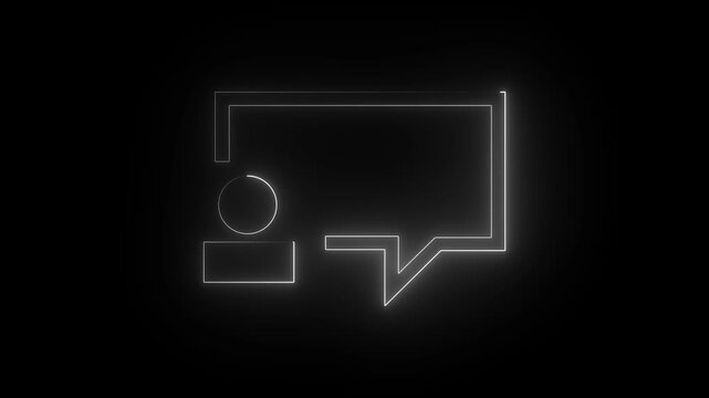 neon line white color man and message icon animation video.