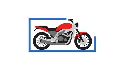 Obraz premium Modern Red Motorcycle in Blue Frame Illustration