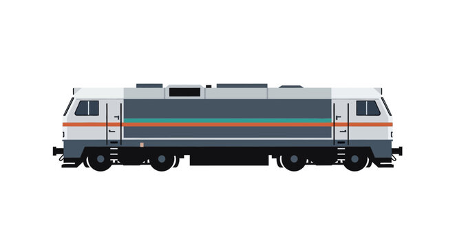 Modern Train Locomotive Illustration on White Background