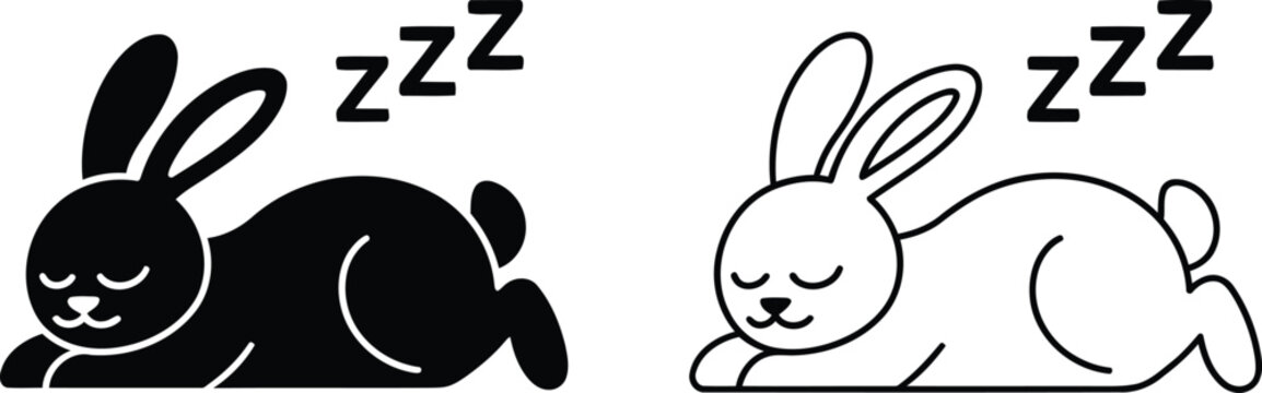 Black and white sleeping vector illustration