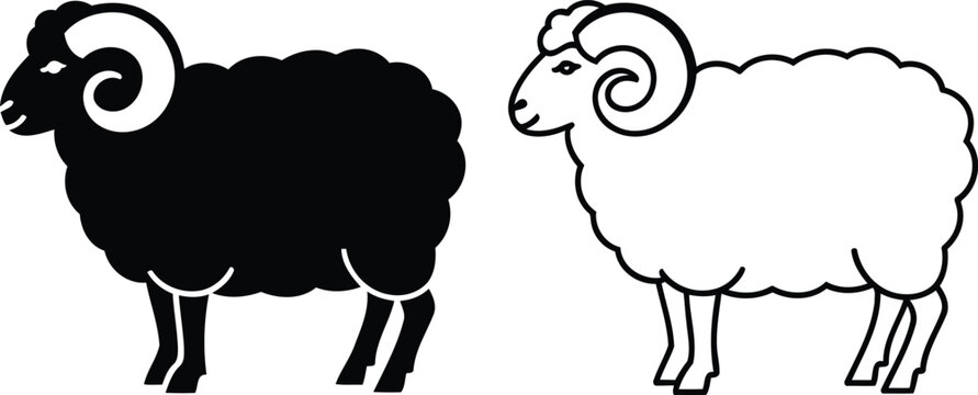 Sheep ram animal silhouette vector illustration