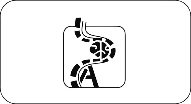Black and white road sign symbol.