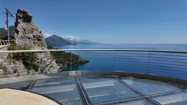 Scenic panoramic coastal view near Maratea, in the Basilicata region of Italy.