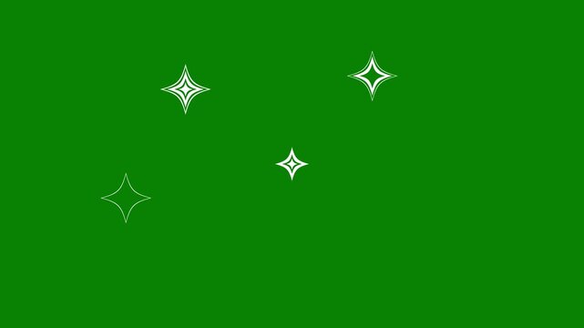 Blinking sparkling twinkling stars doodle cartoon animation,4K video and green screen.shining twinkle star glitter sparkle effect ,sparkle star glitter, retro doodle cartoon vector style