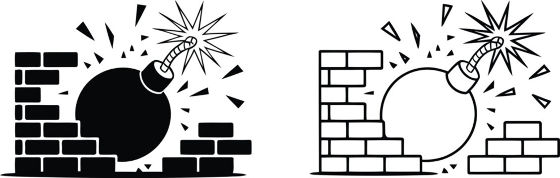 Exploding bomb against vector illustration, Exploding bomb against icon set