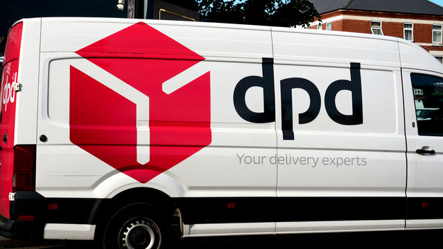 Leicester, England, UK - 30 May 2026: DPD delivery van, courier logistics service, vehicle with brand logo parked on a street for shipping and parcel distribution