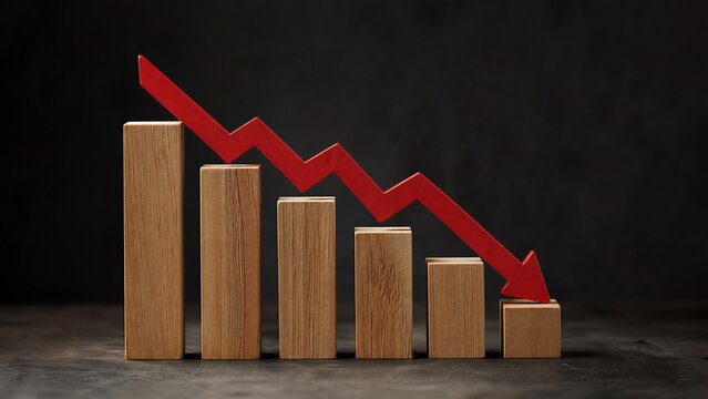 Business Decline Graph with Red Arrow
